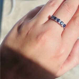 Sapphire and Cubic Zirconia Band – 925 Sterling Silver